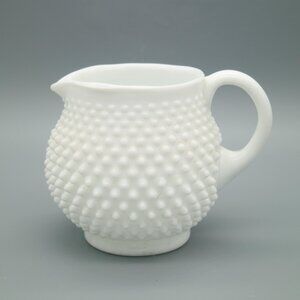 Vintage Fenton Milk Glass Hobnail Squat Jug Pitcher 5.5 Inch